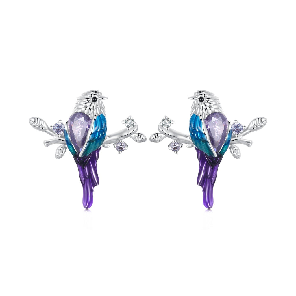 925 Sterling Silver Enamel Process Pavé Setting CZ Earrings