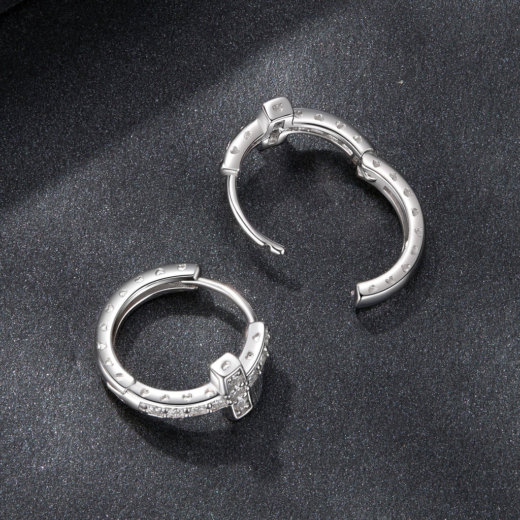 925 Sterling Silver Moissanite Earrings 1.3cm for Women