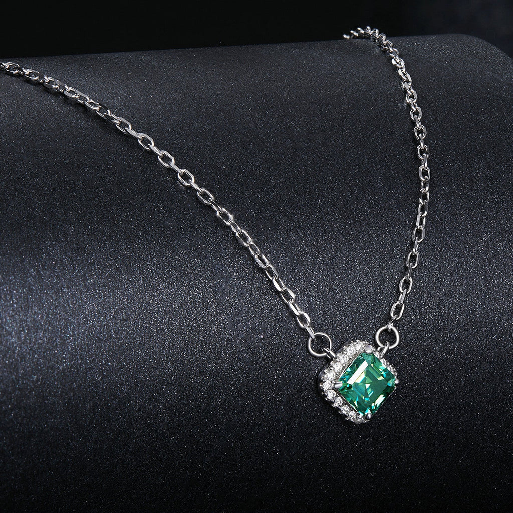 925 Sterling Silver 0.6 Carat Moissanite Pendant Necklace for Women