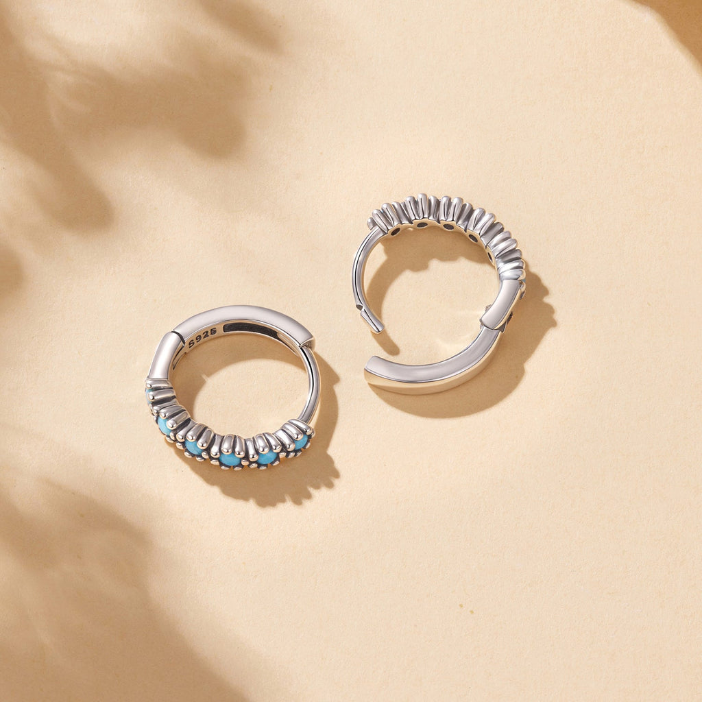 925 Sterling Silver Turquoise Earrings for Women 1.4x0.5cm