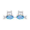 925 Sterling Silver 0.8cm White Gold Plated CZ Earrings for Women