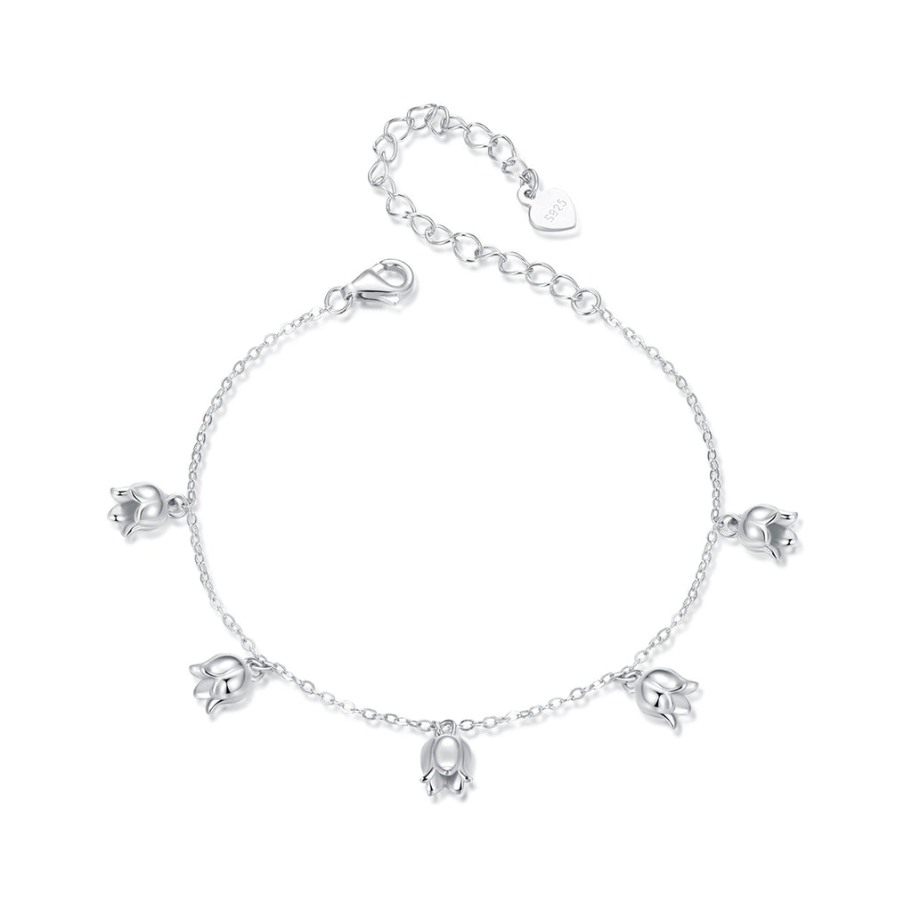 925 Sterling Silver Plated White Gold 12x41mm Pendant Bracelet