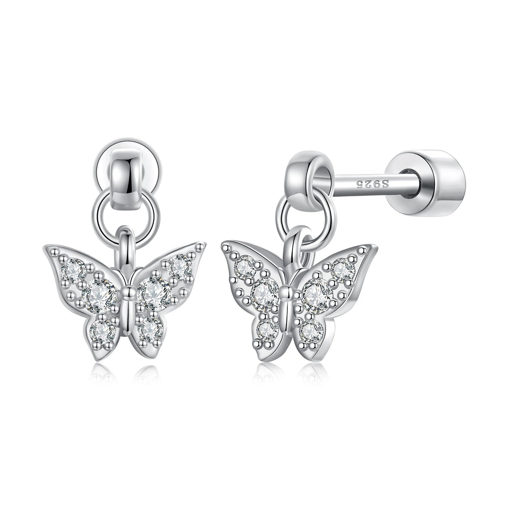 925 Sterling Silver White Gold Plated Earrings with CZ