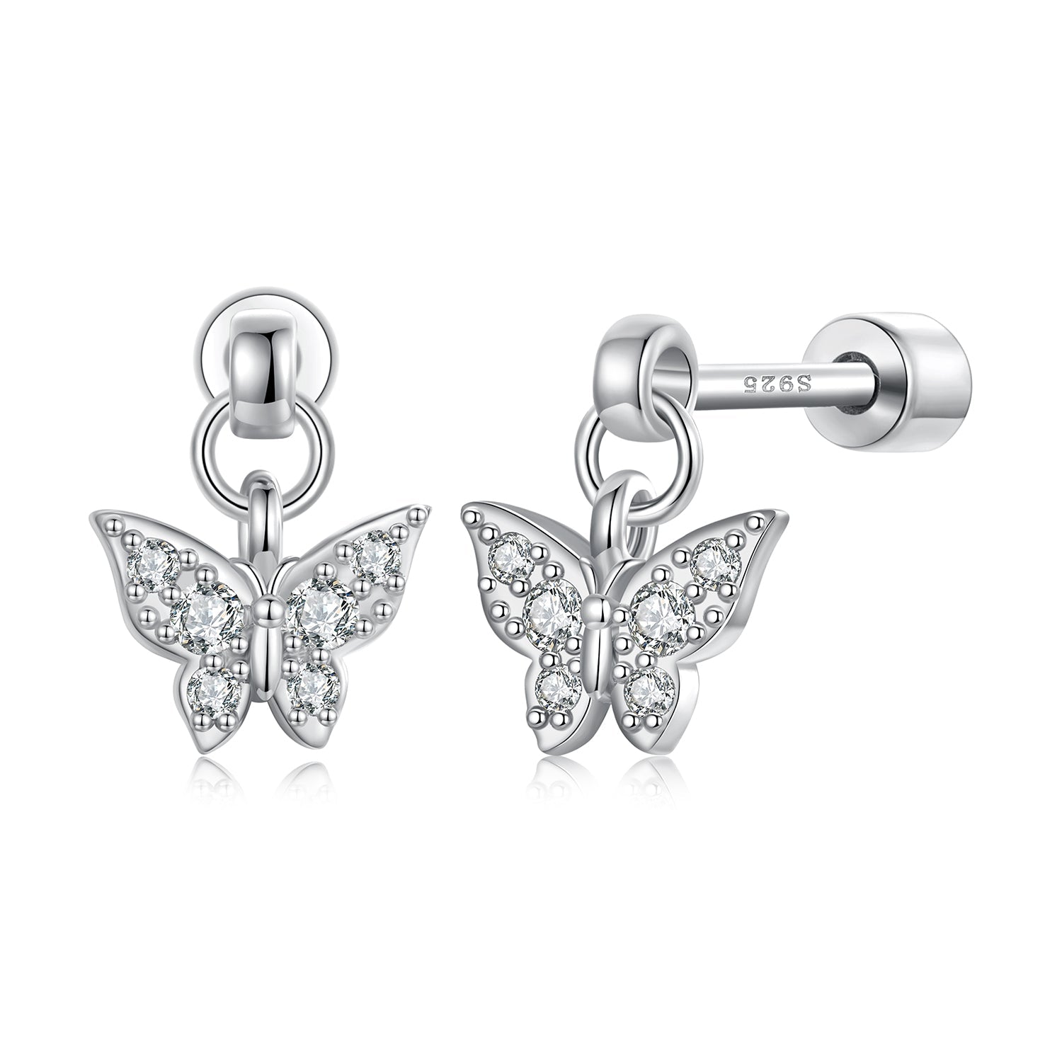 925 Sterling Silver White Gold Plated Earrings with CZ