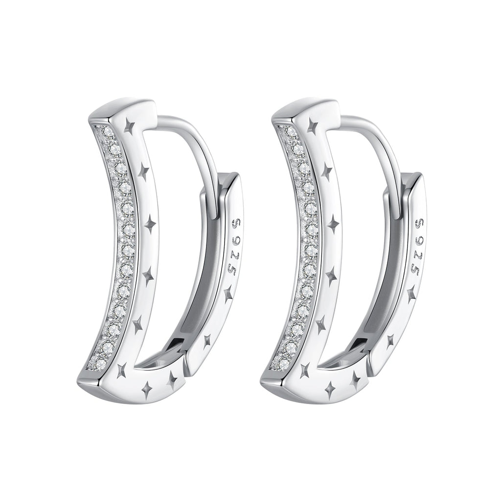 925 Sterling Silver Pave Setting CZ White Gold Plated Earrings for Women