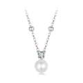 925 Sterling Silver Moissanite and Freshwater Pearl Necklace 40+5cm for Women
