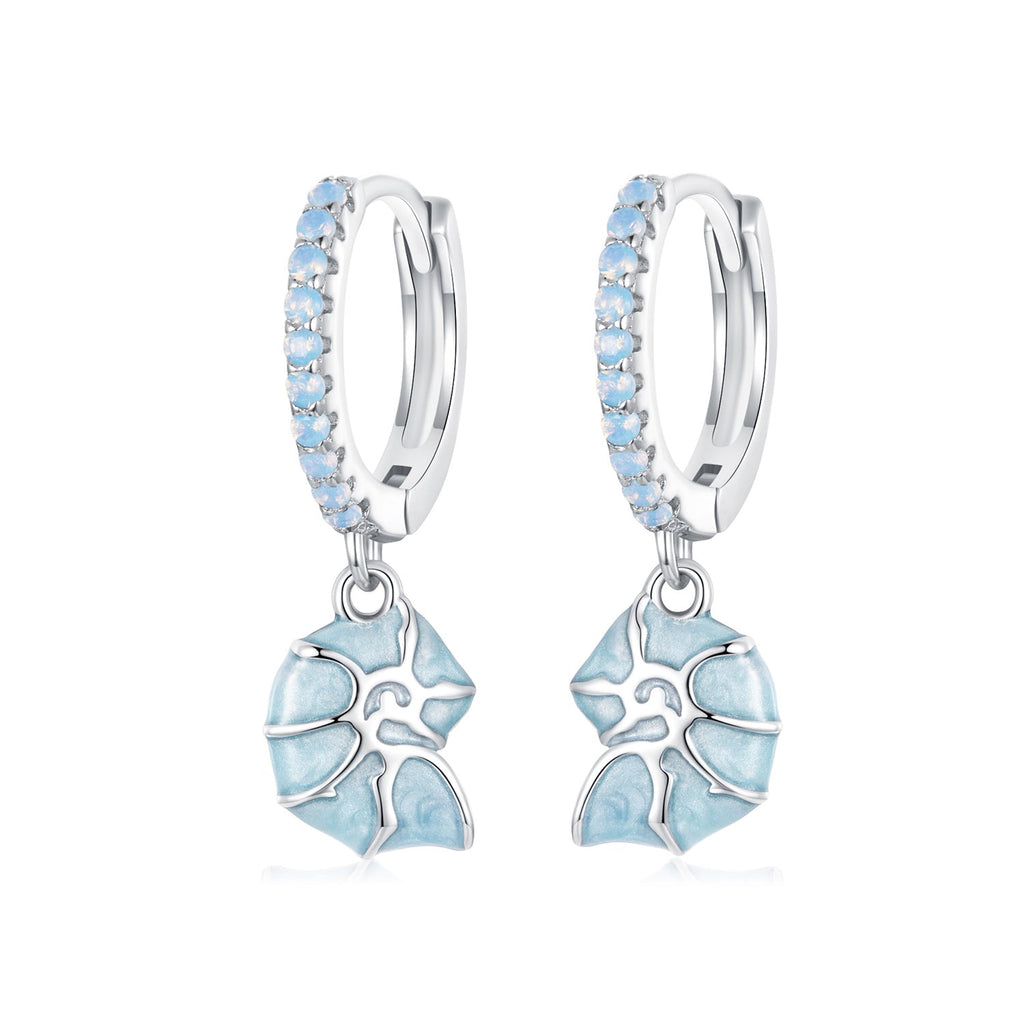 925 Sterling Silver Earrings with Nano Opal Stone and Enamel - 22x8mm