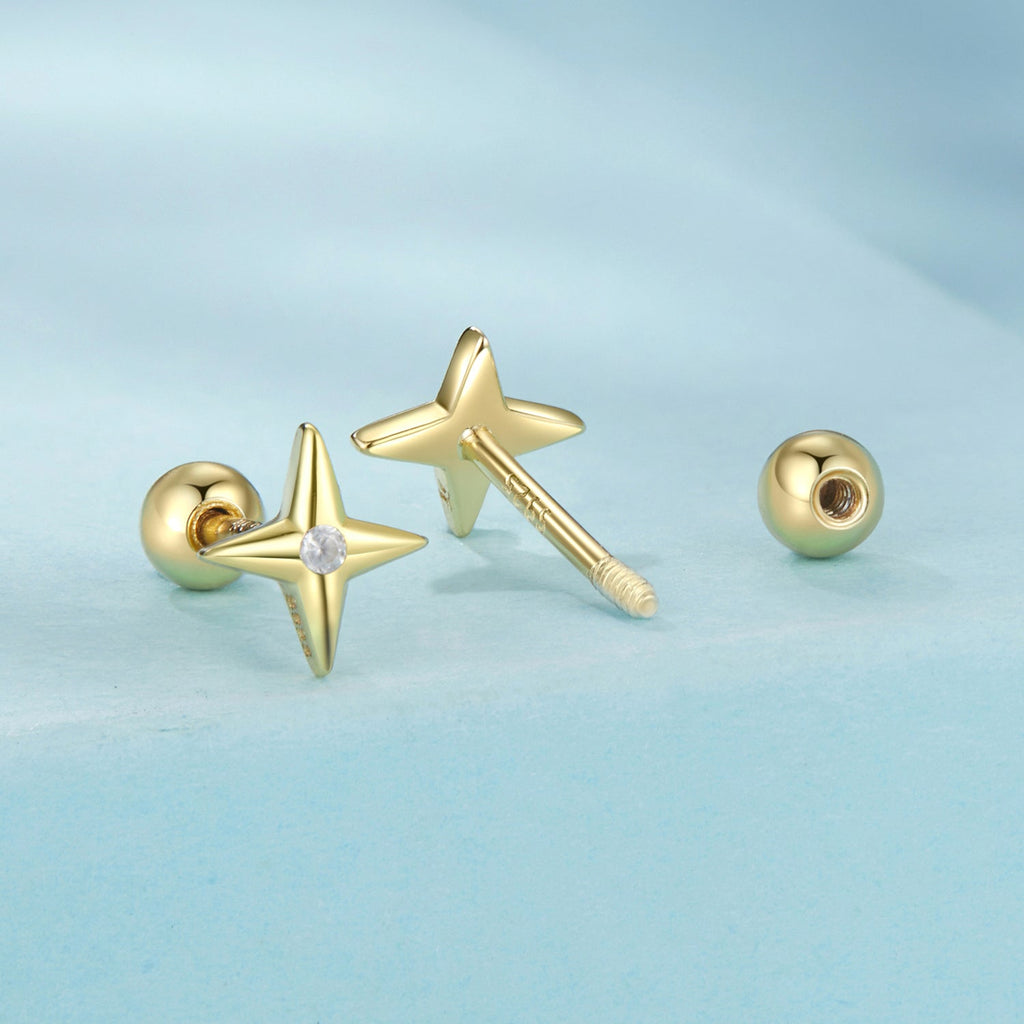 925 Sterling Silver Pavé CZ Gold Plated Earrings