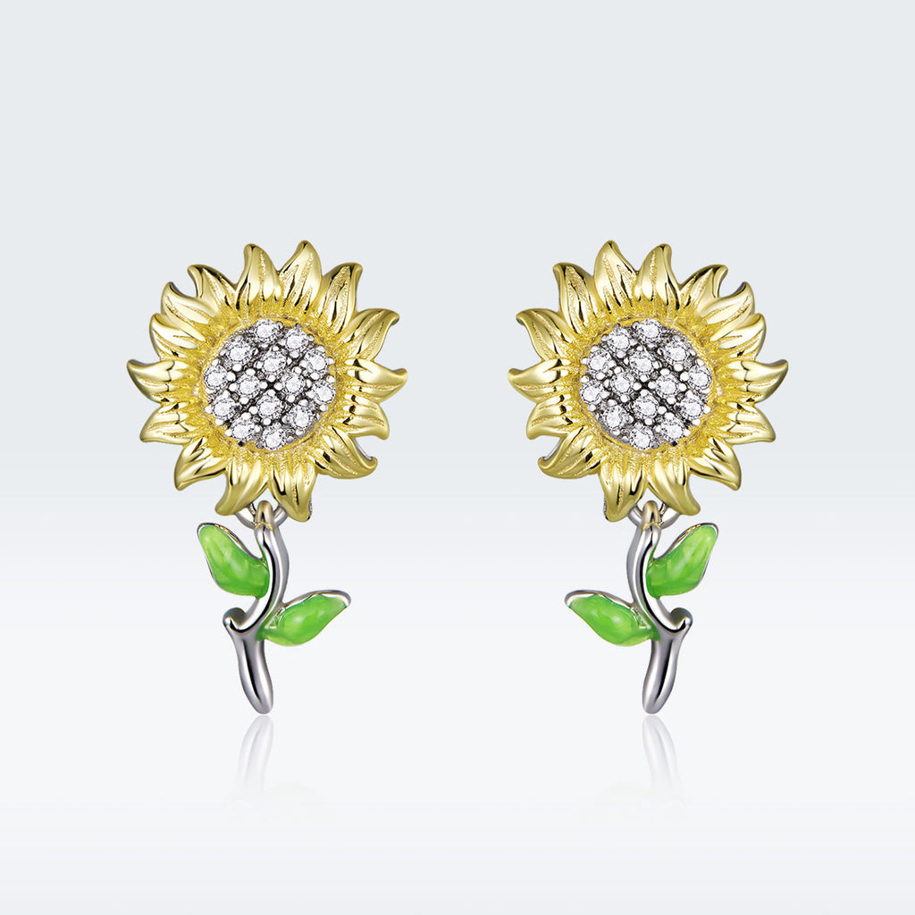 925 Sterling Silver Plated Gold Earrings with Enamel Process