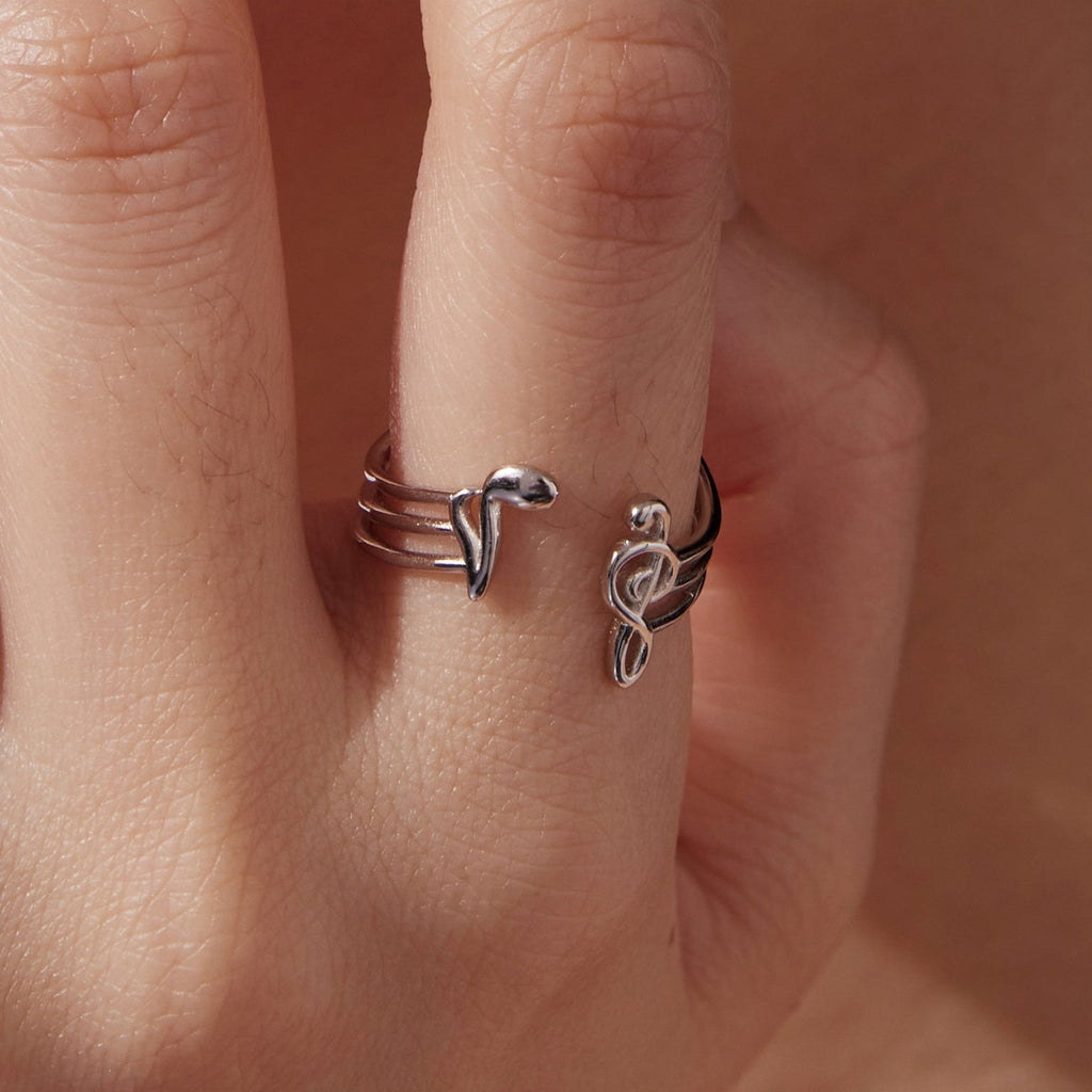 925 Sterling Silver Plated White Gold Adjustable Ring for Women