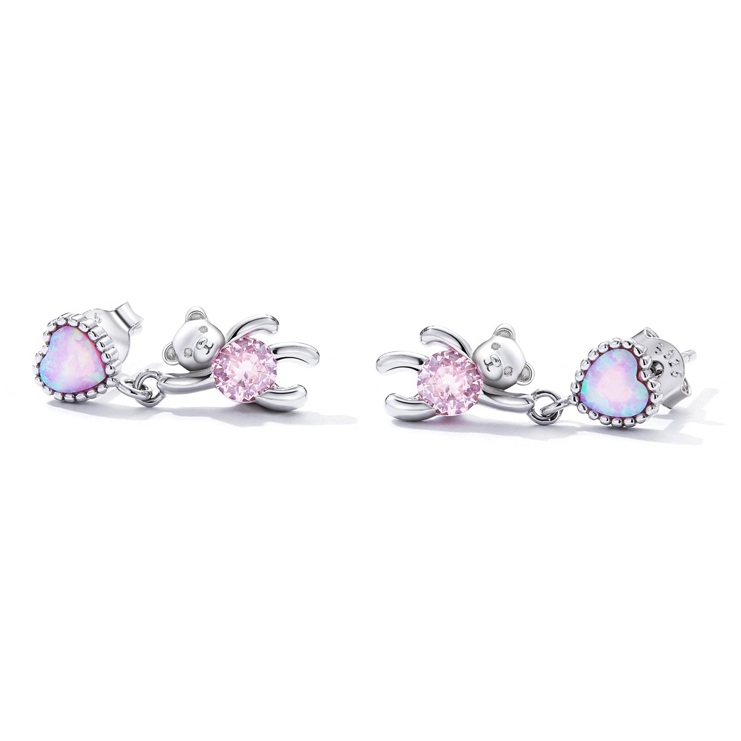 925 Sterling Silver Earrings with Translucent Opal and CZ for Women
