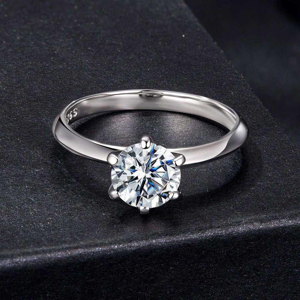 925 Sterling Silver Moissanite 1 Carat Ring Size 6