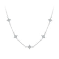 925 Sterling Silver Pave Setting CZ Necklace with White Gold Plating 400mm for Women
