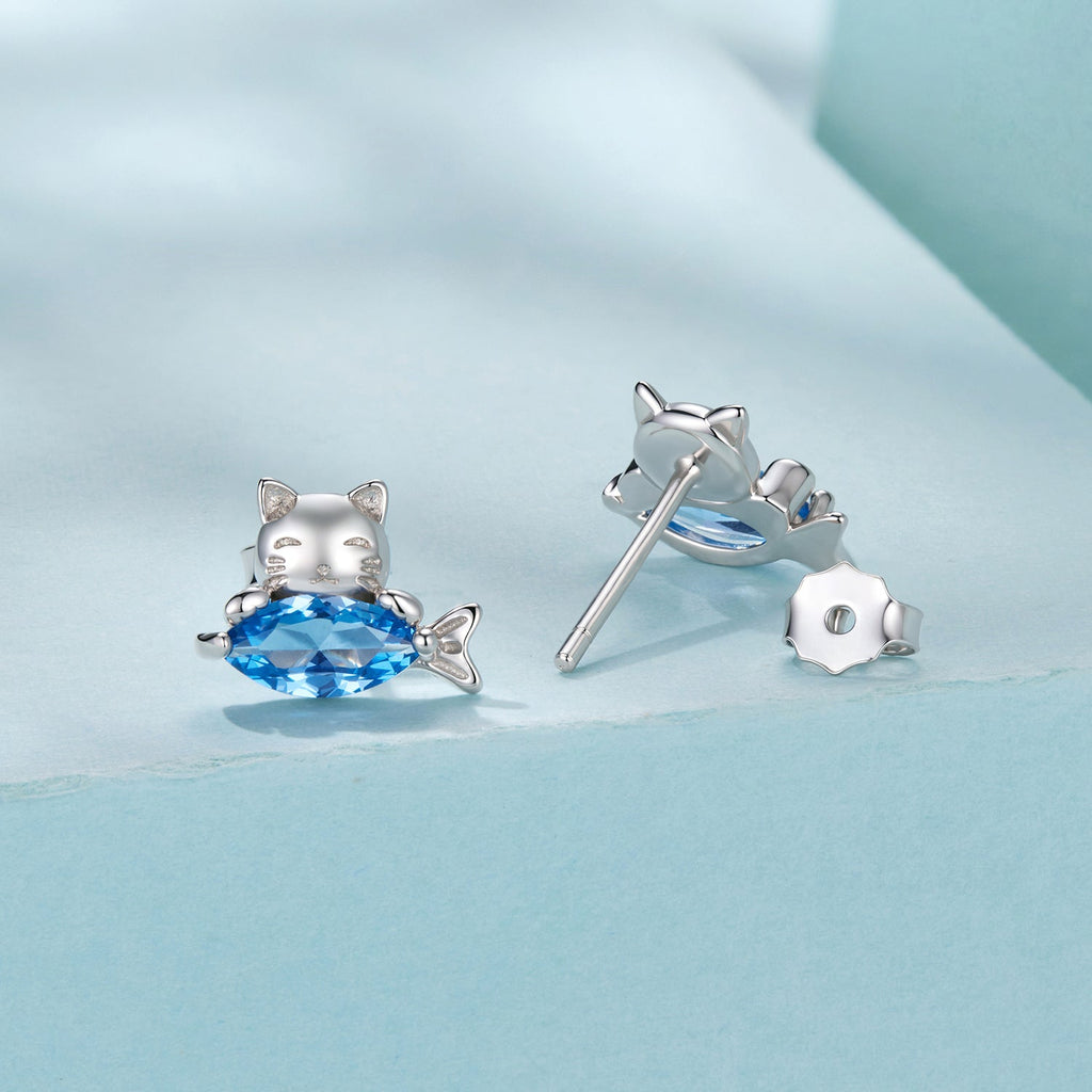 925 Sterling Silver 0.8cm White Gold Plated CZ Earrings for Women