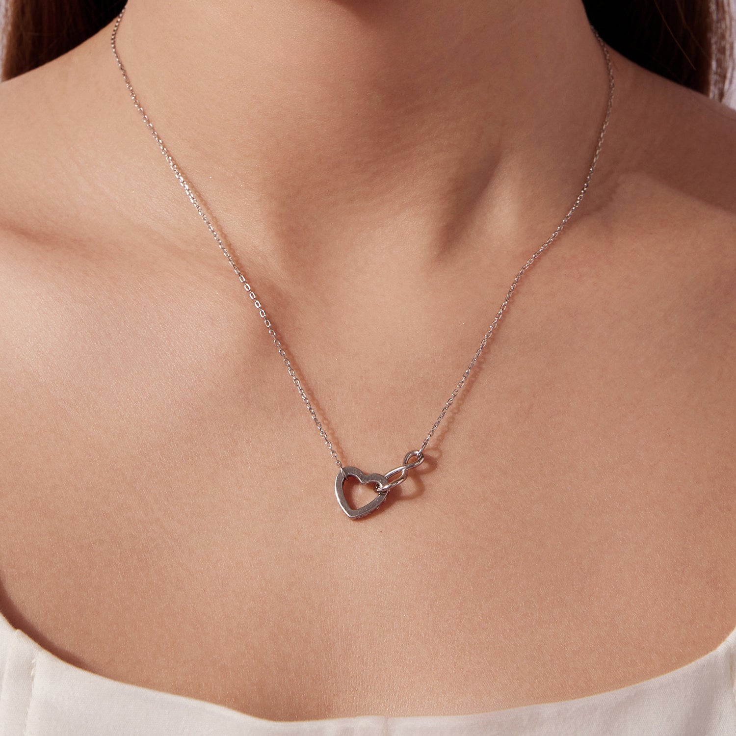 925 Sterling Silver Necklace with Pavé Setting CZ, 40+5cm, Plated White Gold, Women
