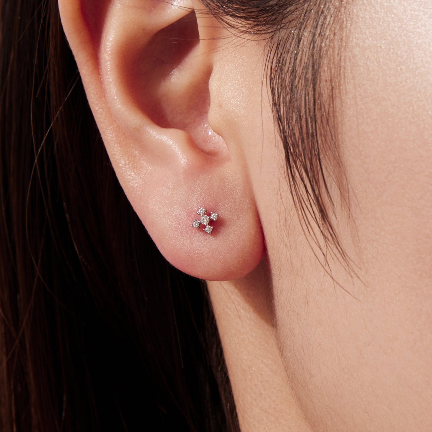925 Sterling Silver Moissanite Earrings White Gold Plated 0.5cm for Women