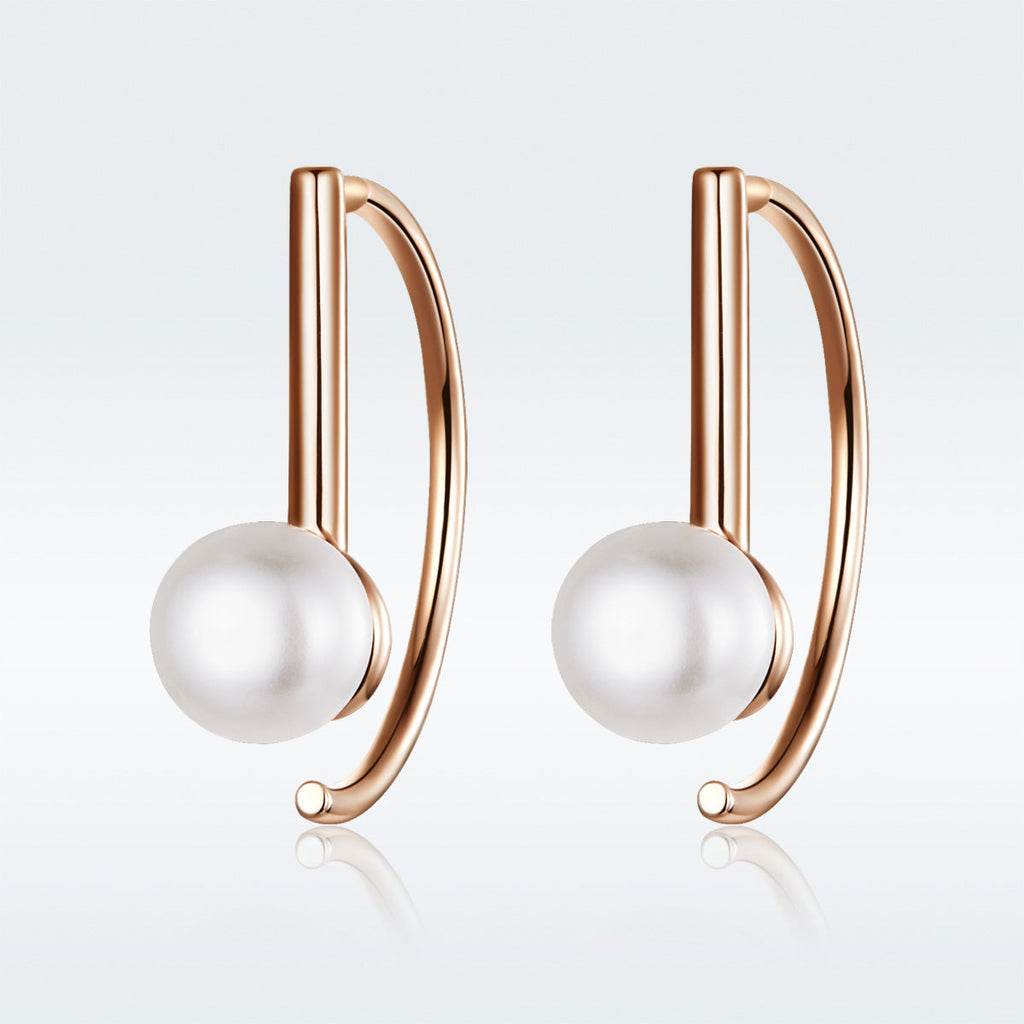 925 Sterling Silver Earrings in Rose Gold with Beads for Women