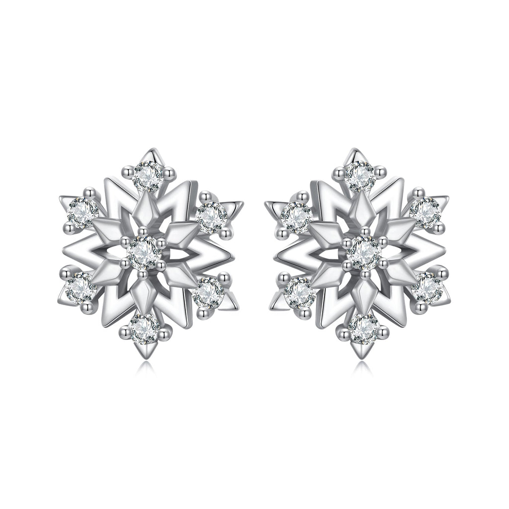 925 Sterling Silver Earrings with Pavé Setting CZ and White Gold Plating