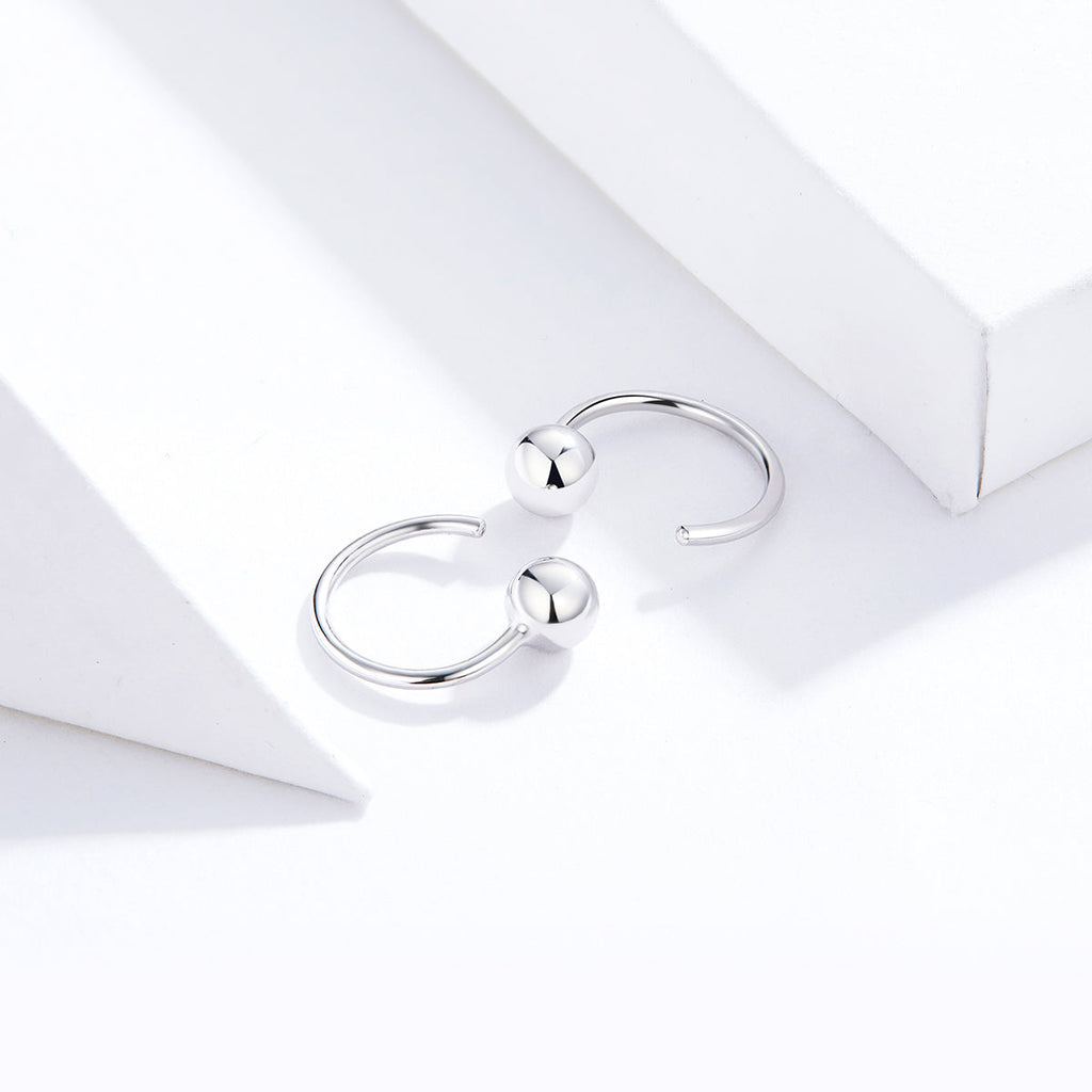 925 Sterling Silver Earrings with Plated Platinum, 1cm Diameter for Women