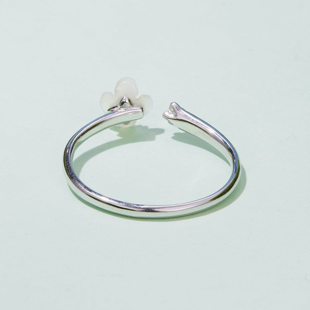 925 Sterling Silver White Gold Plated Ring with Nacre and CZ for Women