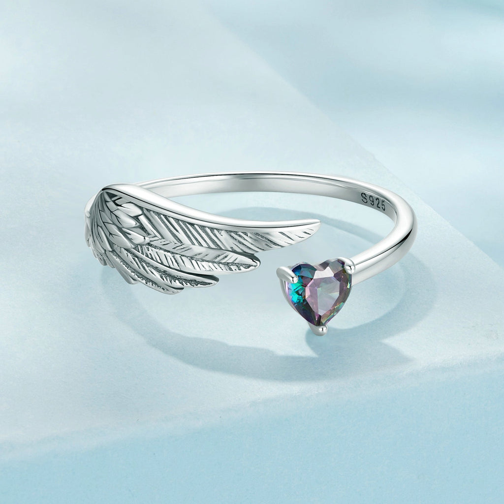 925 Sterling Silver Transparent Glass Ring for Women