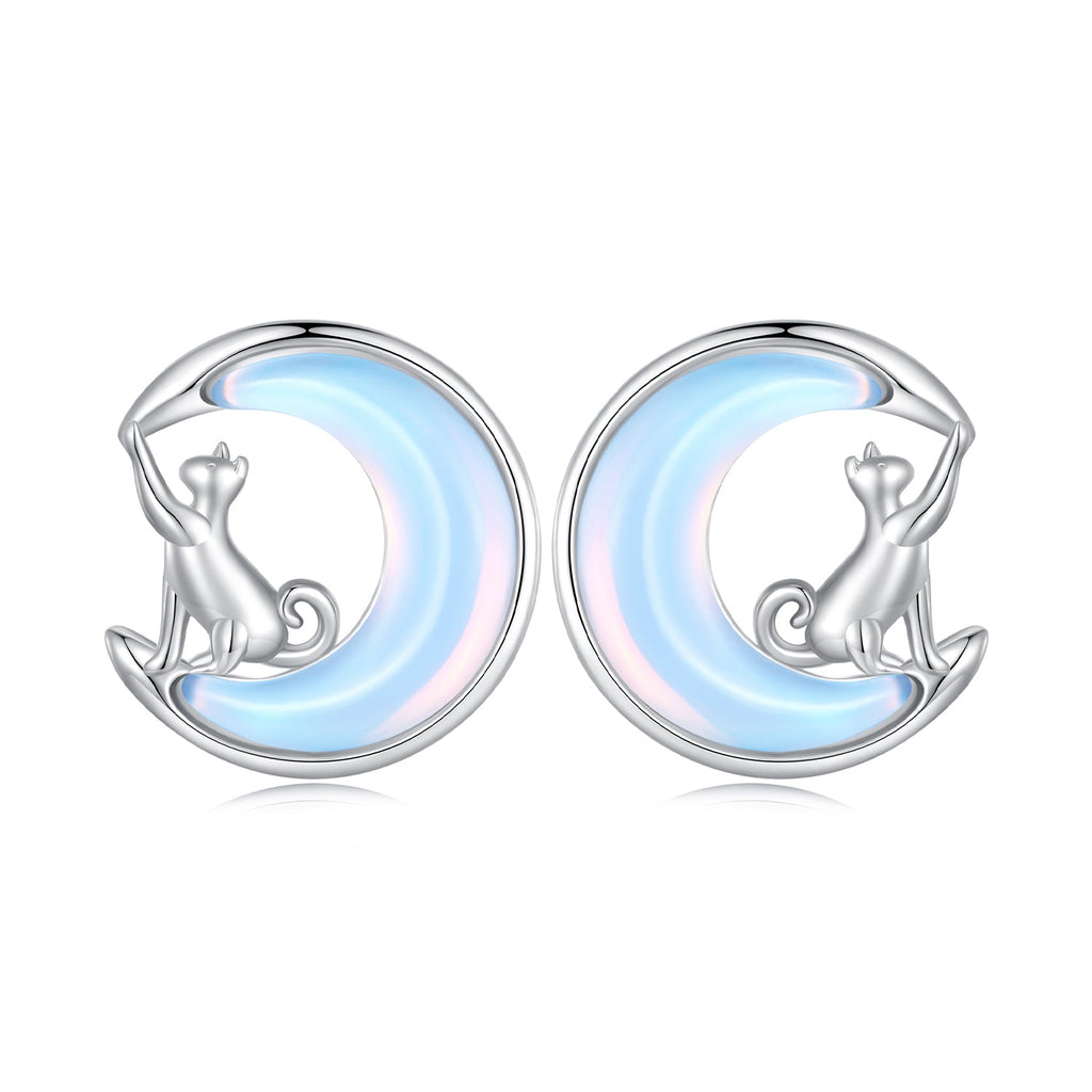 925 Sterling Silver Earrings with Transparent Glass, 13mm x 12mm for Women