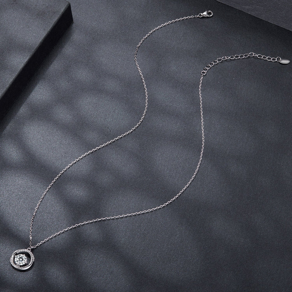 925 Sterling Silver Moissanite Necklace 40+5cm with CZ for Women