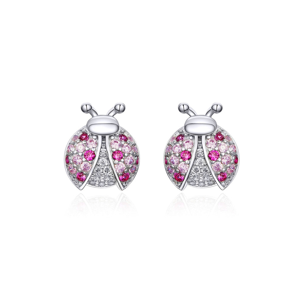 925 Sterling Silver Earrings with Pavé Setting CZ 1x0.9cm for Women