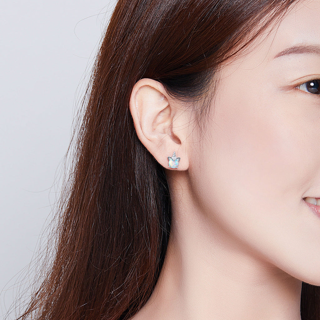 S925 Sterling Silver Earrings with Translucent Opal