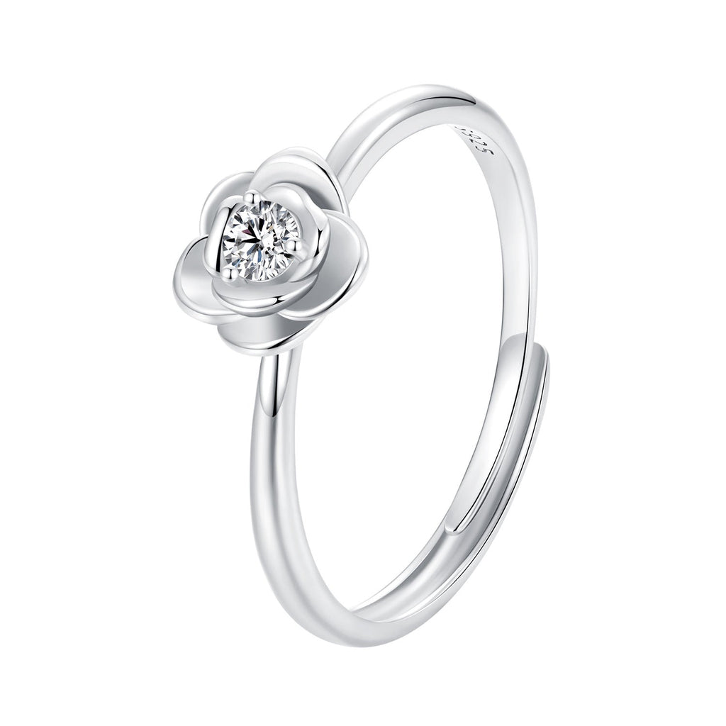 925 Sterling Silver White Gold Plated Moissanite Ring Size E for Women