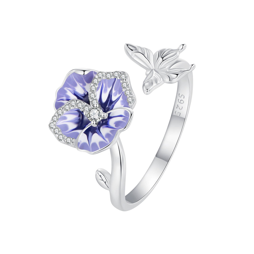 925 Sterling Silver Enamel Process Pavé Setting CZ Ring for Women