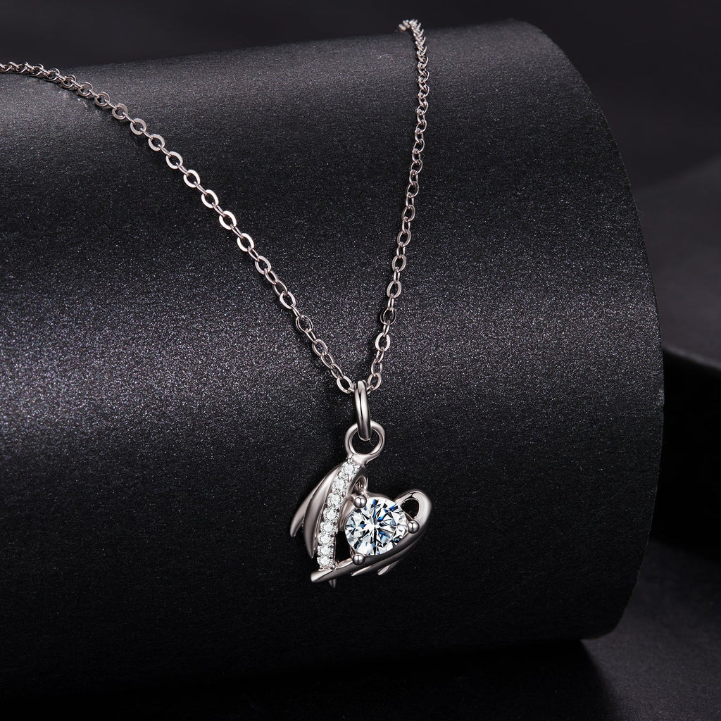 925 Sterling Silver Moissanite White Gold Plated Necklace for Women, Length 40+5cm