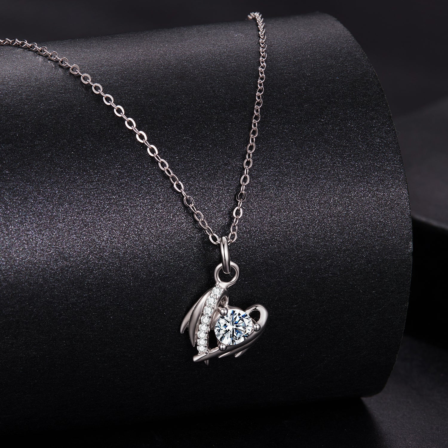 925 Sterling Silver Moissanite White Gold Plated Necklace for Women, Length 40+5cm
