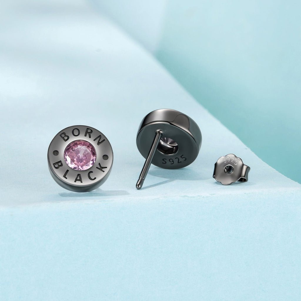 925 Sterling Silver Earrings with Black Gold Plating and CZ