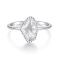 925 Sterling Silver Ring with Transparent Glass and CZ, 0.15cm Width, for Women