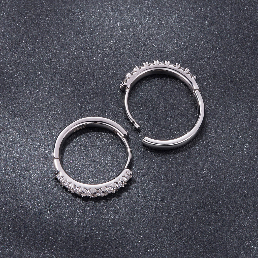 925 Sterling Silver Moissanite 0.03ct White Gold Plated Earrings 1.6cm for Women