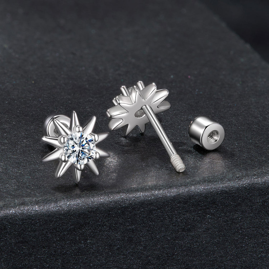 925 Sterling Silver Moissanite 0.10 Carat Earrings for Women - 0.7cm Size