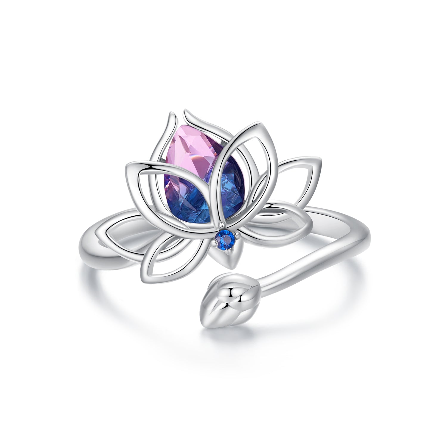 925 Sterling Silver Pavé Setting CZ & Synthetic Tourmaline Ring for Women