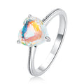 925 Sterling Silver Oxidized Silver Ring with Transparent Glass - Size 7.0 for Women