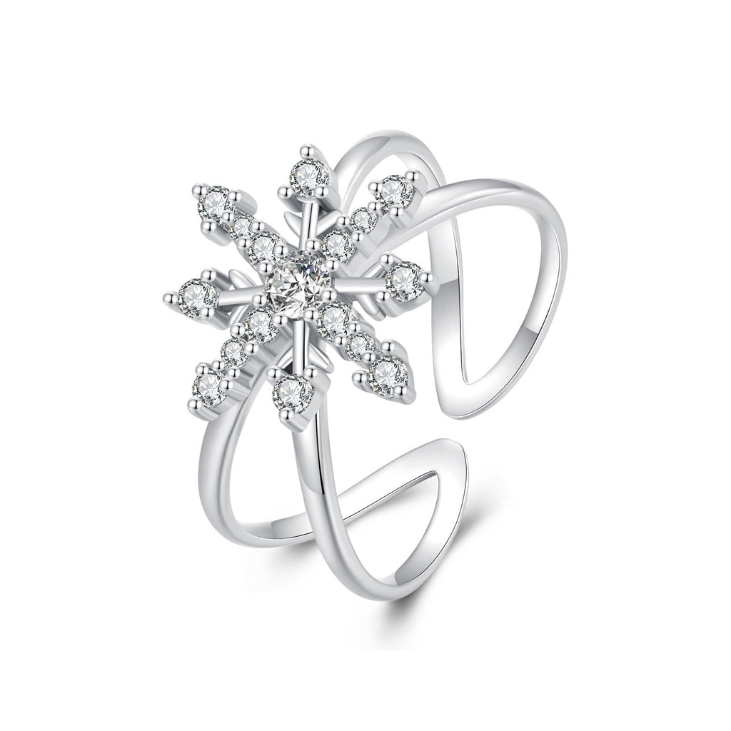 925 Sterling Silver Platinum Plated Pavé Set CZ Ring for Women