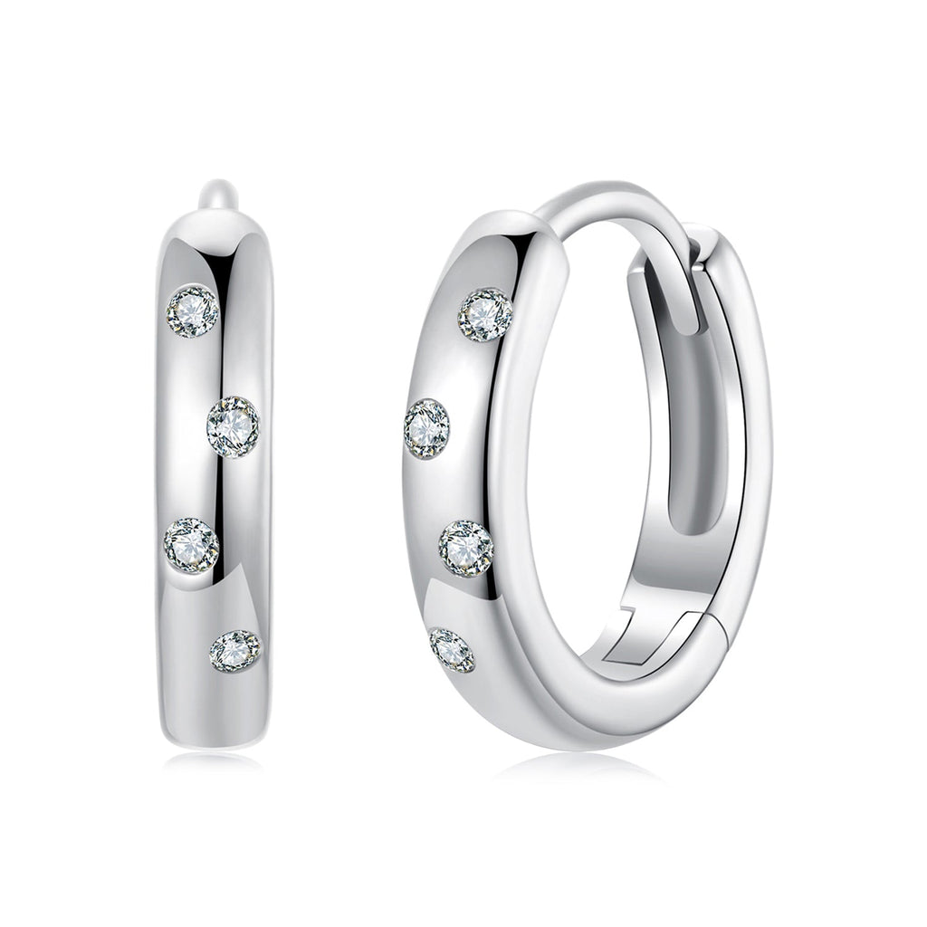 925 Sterling Silver Moissanite Earrings for Women - White Gold Plated