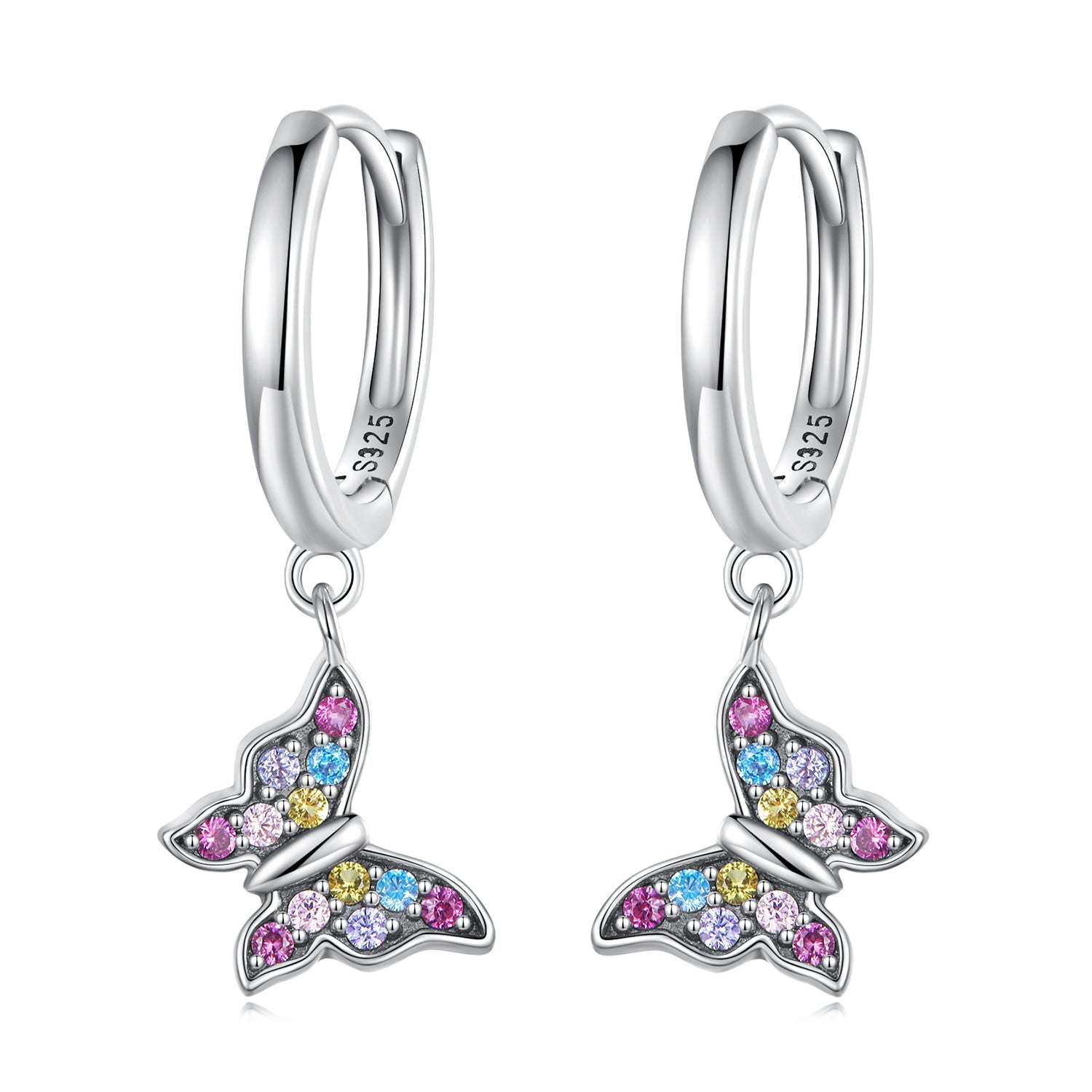 925 Sterling Silver Earrings with Pavé Setting CZ, 2.3*0.95cm, for Women