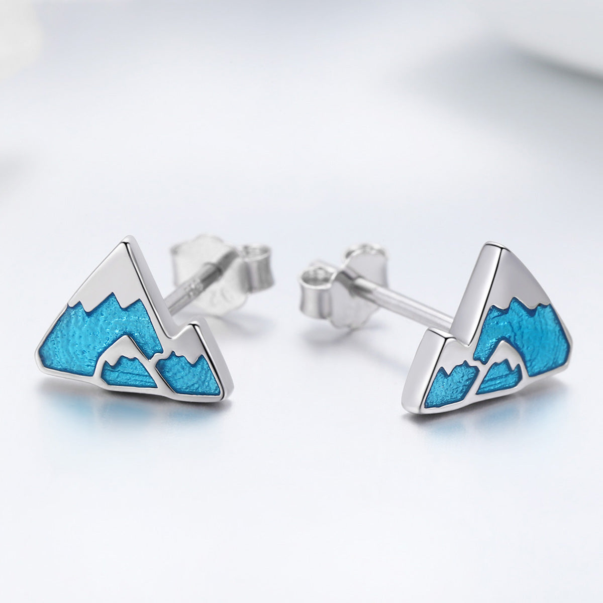 S925 Sterling Silver Earrings 0.7*0.9cm with Plated Platinum and Enamel