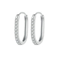 925 Sterling Silver Earrings with Pavé Setting CZ in Platinum for Women