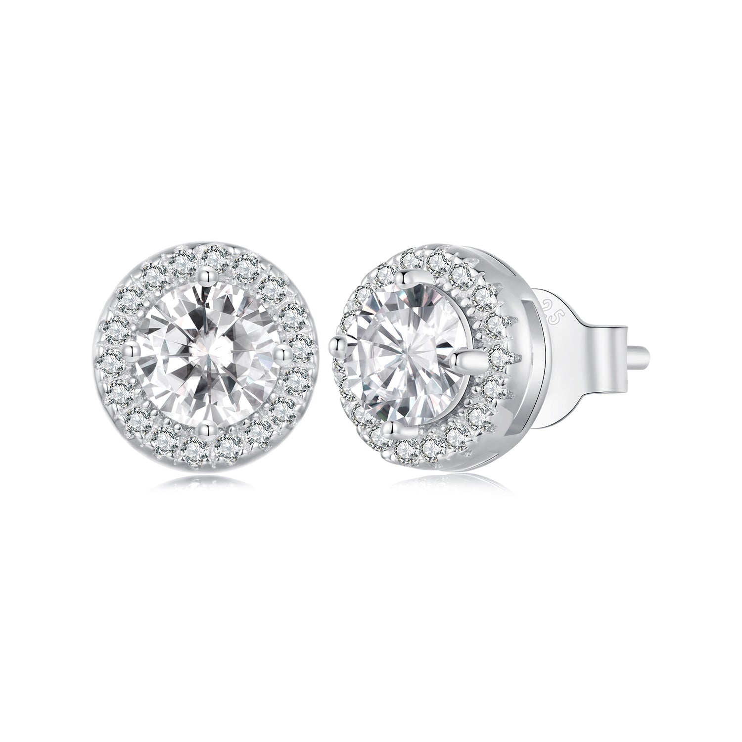 925 Sterling Silver 6.5mm Pavé Setting CZ Earrings
