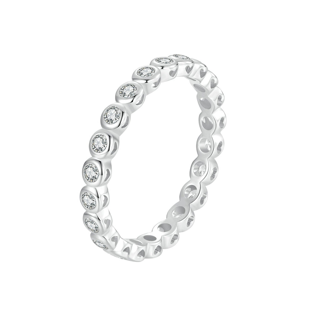 925 Sterling Silver 2mm Moissanite Ring Size 7 for Women