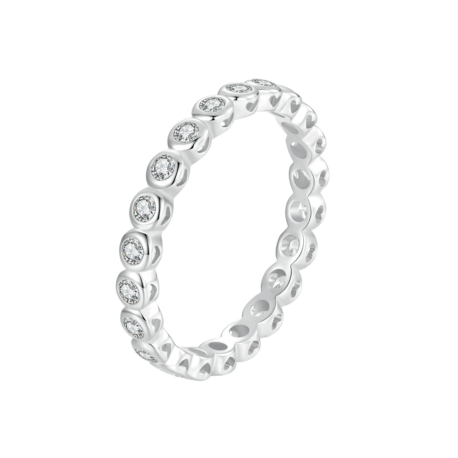 925 Sterling Silver 2mm Moissanite Ring Size 7 for Women