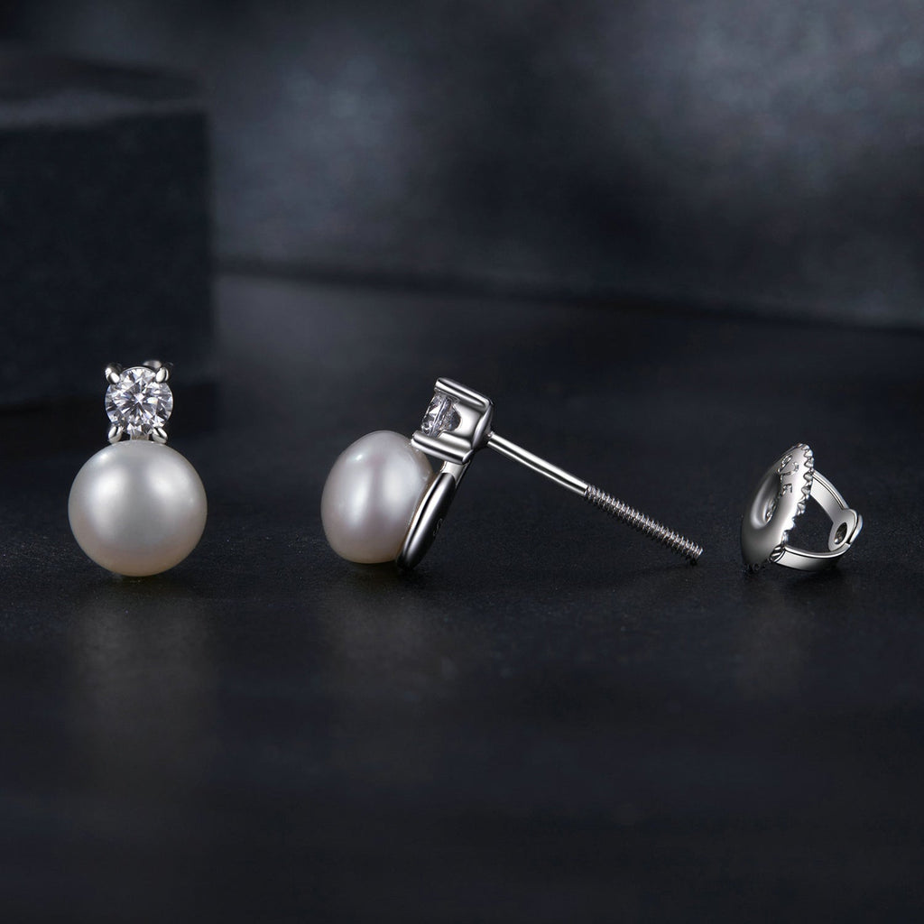 925 Sterling Silver Moissanite 0.1ct Freshwater Pearl Earrings for Women