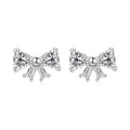 925 Sterling Silver White Gold Plated CZ Earrings for Women - 0.7x1.0cm