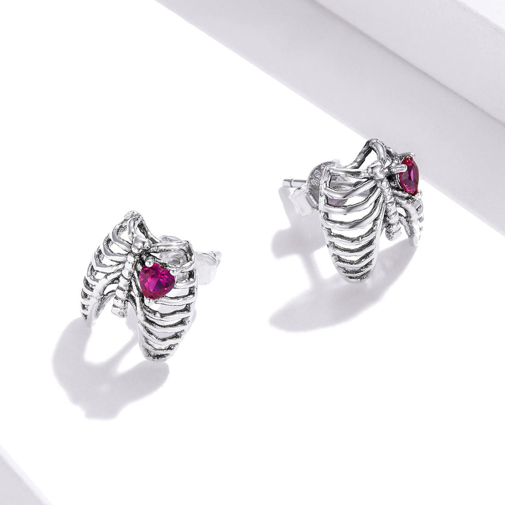 925 Sterling Silver Oxidized Pavé Setting CZ Earrings - 1x1cm for Women